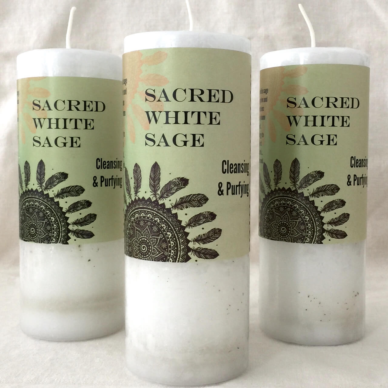 Sacred White Sage Pillar Candle Yatzuri