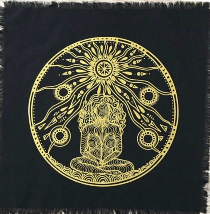 Black Linen Goddess Crystal Grid Altar Cloth Yatzuri