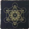 Black Linen Metatron Cube Sacred Geometry Crystal Grid Altar Cloth
