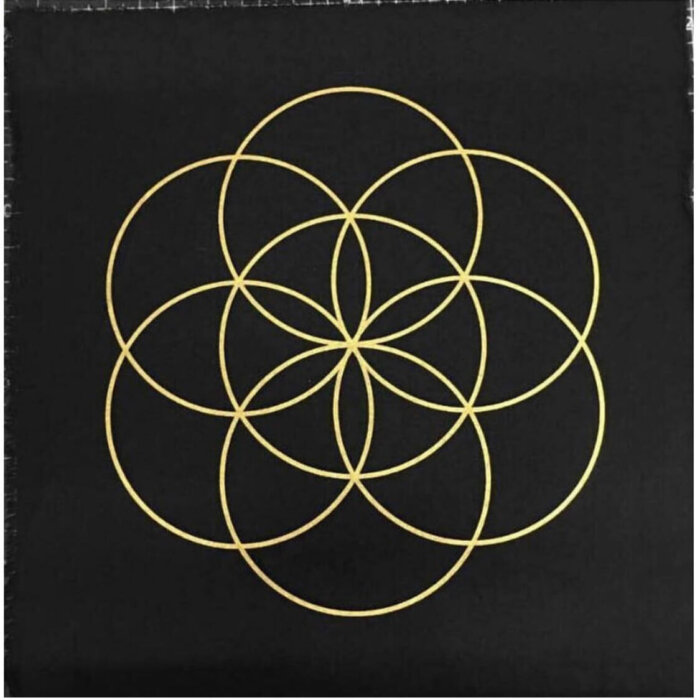 Black Linen Seed of Life Sacred Geometry Crystal Grid Altar Cloth Yatzuri