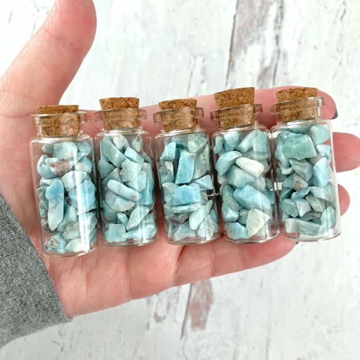 Larimar Gemstone Chip Bottles Yatzuri Shop