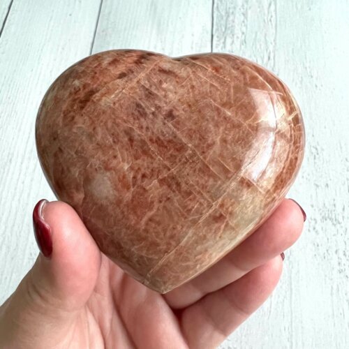 Peach Moonstone Heart - No. 31 - Yatzuri Shop