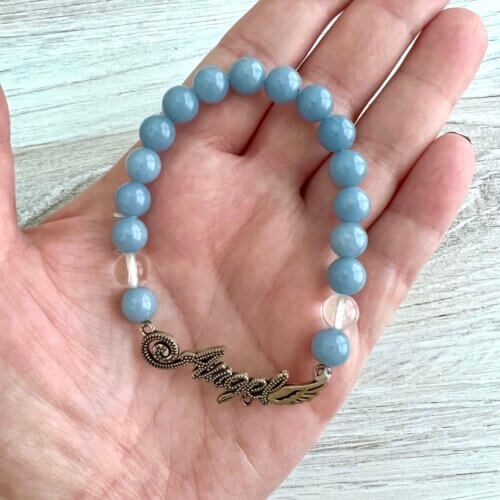 Angelite Bracelet & Clear Quartz Bracelet - No. 222 - Yatzuri Shop