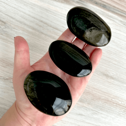 Golden Sheen Obsidian Palm Stones - No. 75 - Yatzuri
