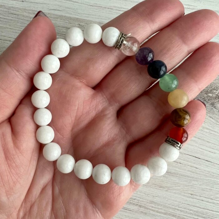 White Agate Chakra Bracelet - No. 155 - Yatzuri Shop