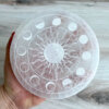 Sun & Moon Phases Round White Selenite Charging Plate - No. 1029 - Yatzuri Shop
