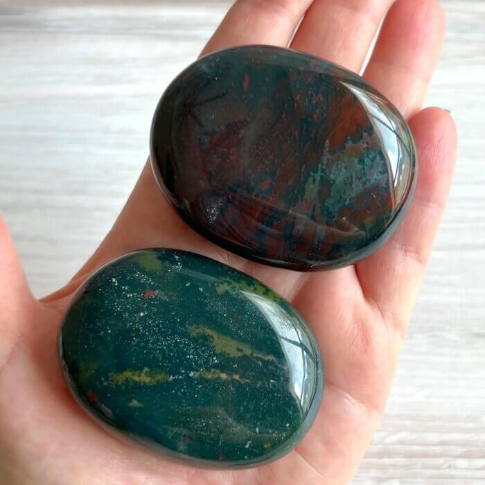 Bloodstone Palm Stones Yatzuri Shop