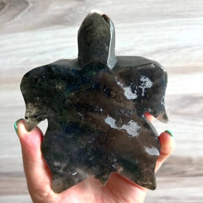 Moss Agate Turtle No. 526 Yatzuri Shop