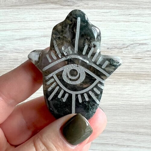 Moss Agate Hamsa Hand - No. 234 - Yatzuri Shop