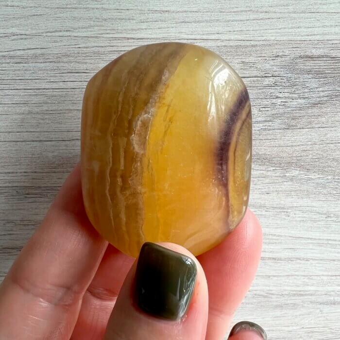 Yellow Fluorite Palm Stone - No. 7B - Yatzuri